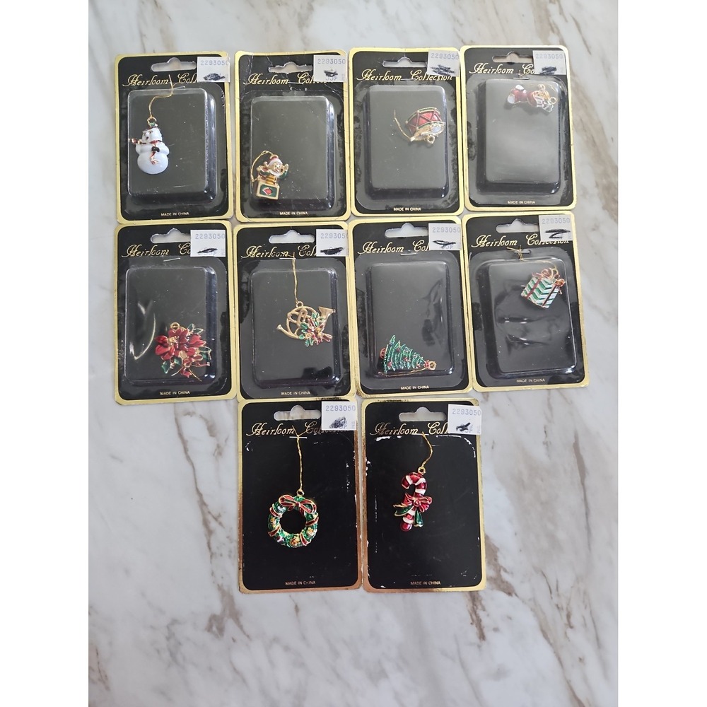 Heirloom Collection Mini Metal Gold Tone Christmas Ornaments Multicolor x10